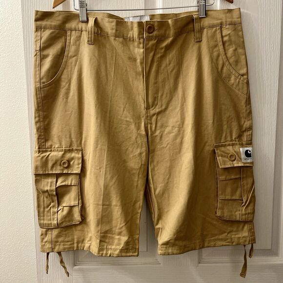 Carhartt WIP Men’s  Cargo Shorts 40 Canvas Brown 100% Cotton Adjustable Hem - Picture 1 of 10